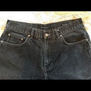 Calvin Klein Mens Black Distressed Straight Leg 32